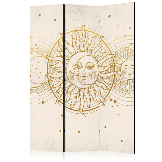 Gylden sol og måne - Kunstnerisk illustrasjon i retrostil