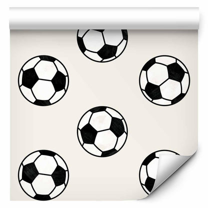 Fotball - Symmetriske fotballer i svart og hvitt på beige bakgrunn
