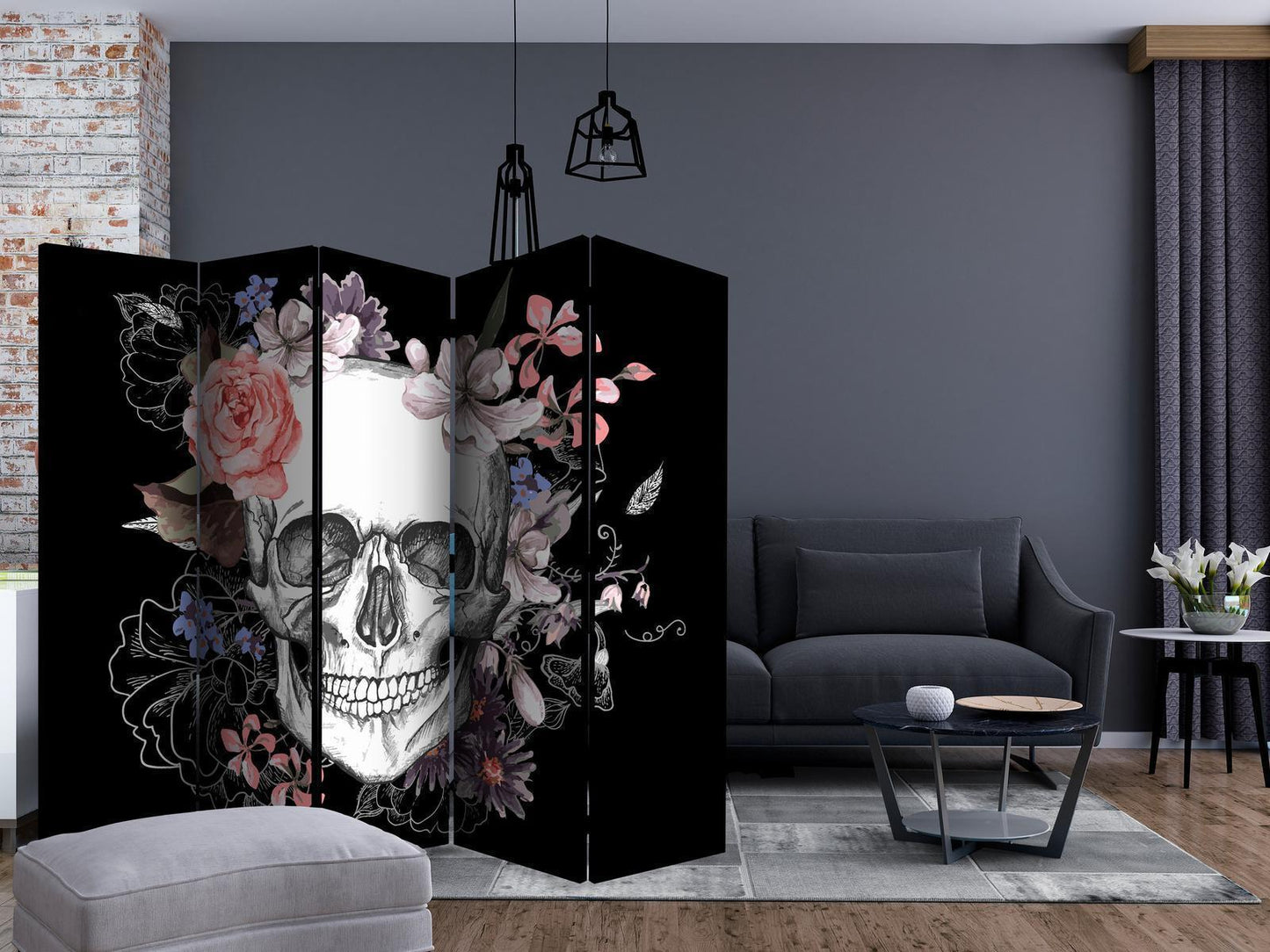 Hodeskalle og blomster II