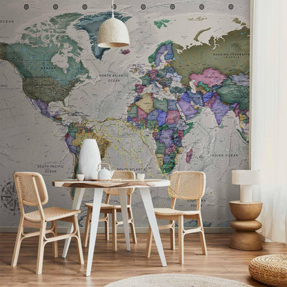 Geografistudier - verdenskart med signerte land på engelsk